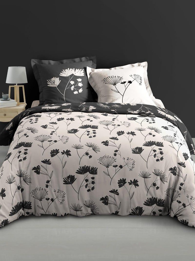 Parure de lit Percale Collection Jolies fleures Beige - Kiabi