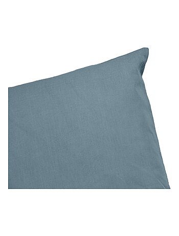 Parure de lit percale de coton 2 places bleu fumé Skala