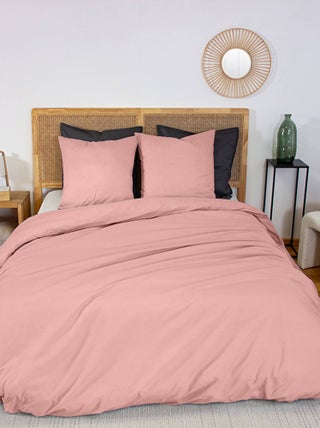 Parure de lit percale de coton 2 places rose Skala