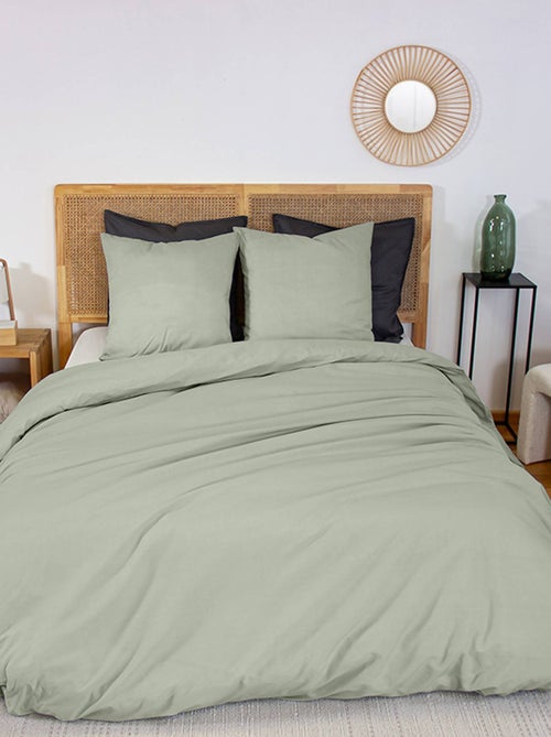 Parure de lit percale de coton 2 places sauge Skala - Kiabi Parure de lit percale de coton 2 places sauge Skala - Kiabi