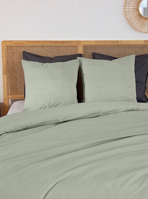 Parure de lit percale de coton 2 places sauge Skala - Kiabi Parure de lit percale de coton 2 places sauge Skala - Kiabi