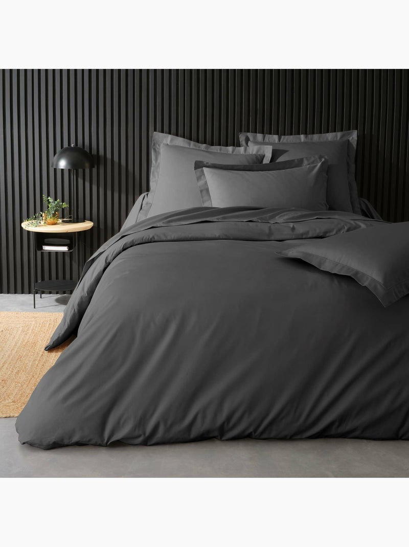 Parure de lit – Percale de coton 78 fils – Qualité Hôtel – 2 taies 63x63 cm Gris Acier - Kiabi