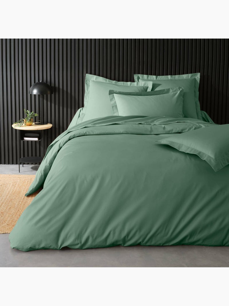 Parure de lit – Percale de coton 78 fils – Qualité Hôtel – 2 taies 63x63 cm Vert tilleul - Kiabi
