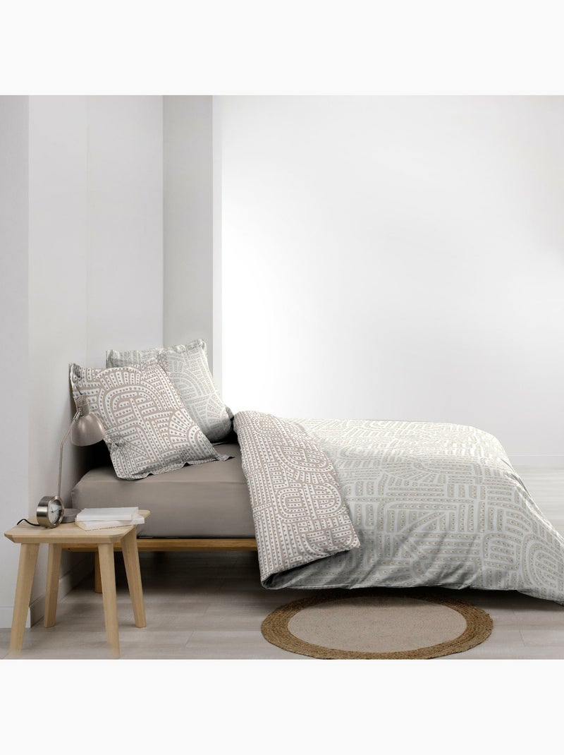 Parure de lit Percale de Coton 78fils Eliot Douceur d'Intérieur Beige - Kiabi