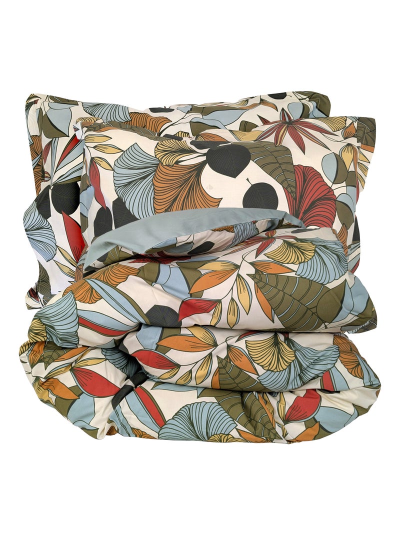 Parure de lit percale de coton CASCADE Taie 50x70 cm Vert clair - Kiabi