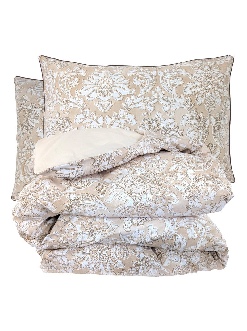 Parure de lit percale de coton collection PALAZZO Taie 50x70 cm Beige - Kiabi