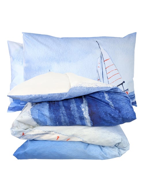 Parure de lit percale de coton collection REGATE Taie 50x70 cm - Kiabi