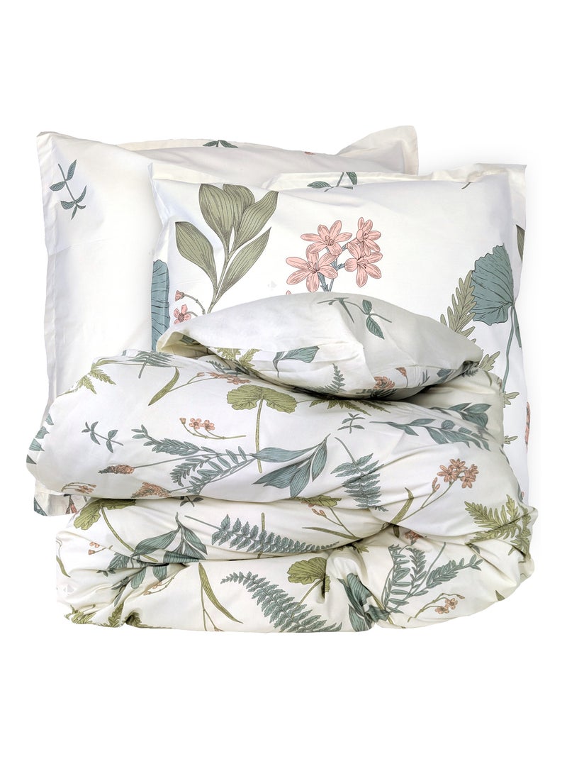 Parure de lit percale de coton FÉÉRIE Taie 65x65 cm Vert clair - Kiabi