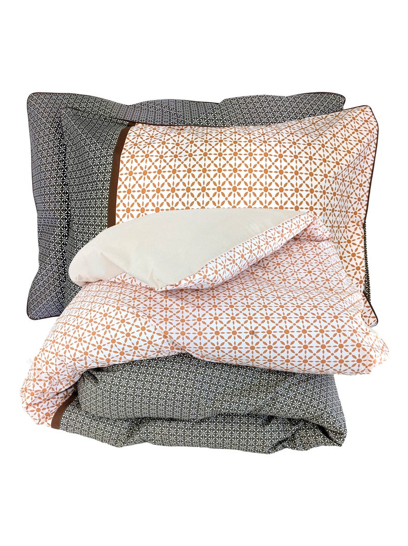 Parure de lit percale de coton GABIN ÉPICE Taie 50x70 cm Marron glacé - Kiabi