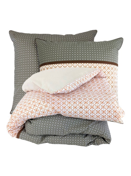 Parure de lit percale de coton GABIN ÉPICE Taie 65x65 cm - Kiabi