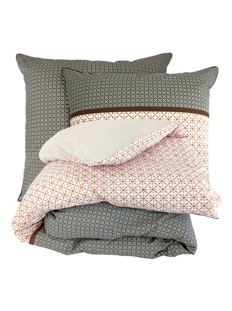 Parure de lit percale de coton GABIN ÉPICE Taie 65x65 cm Marron glacé - Kiabi