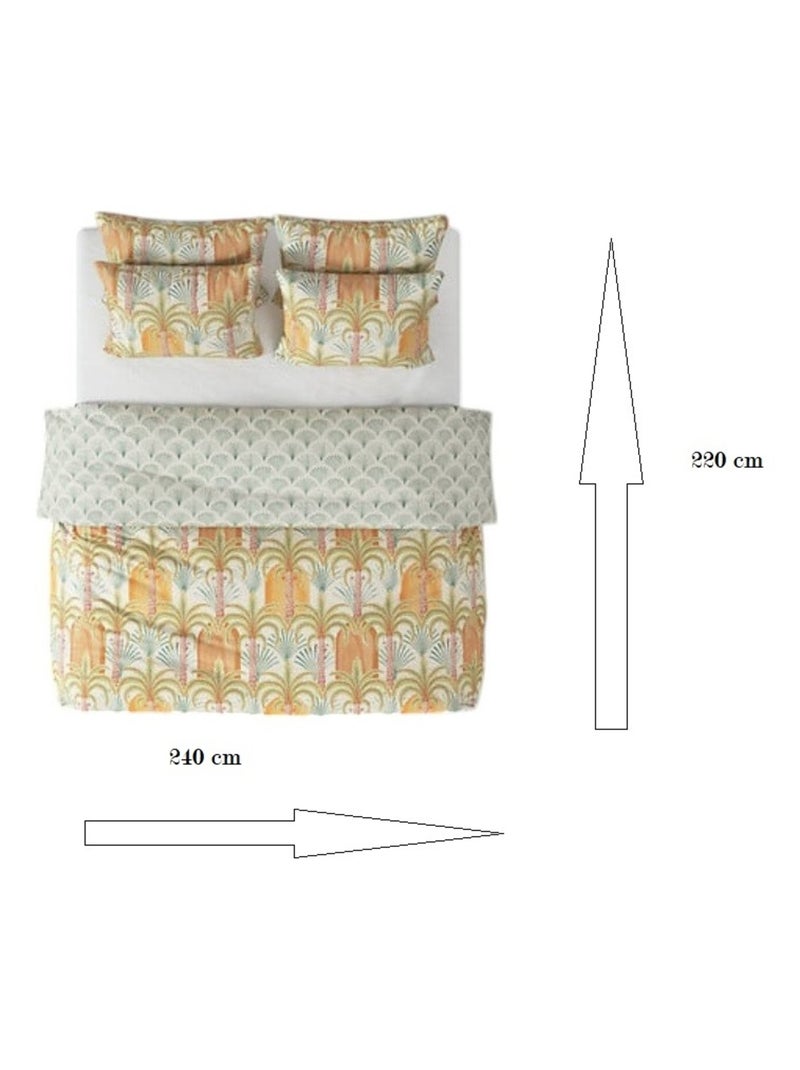Parure de lit percale de coton Janice Vert - Kiabi