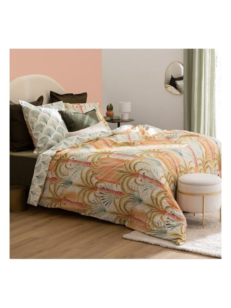 Parure de lit percale de coton Janice Vert - Kiabi