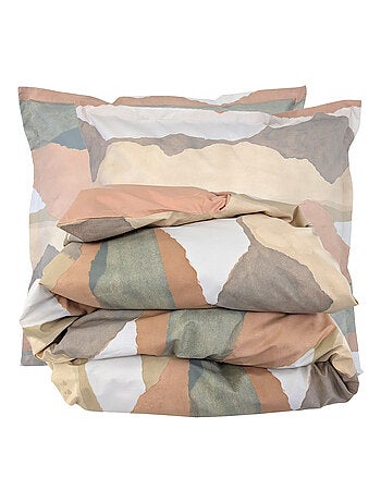 Parure de lit percale de coton LAND CRAIE Taie 65x65 cm