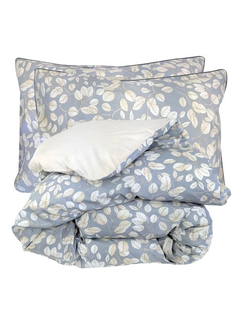 Parure de lit percale de coton LISON GRIS Taie 50x70 cm - Kiabi