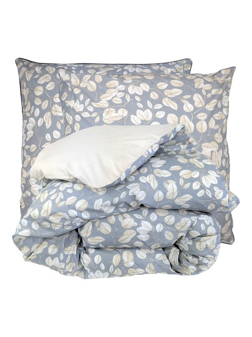 Parure de lit percale de coton LISON GRIS Taie 65x65 cm - Kiabi