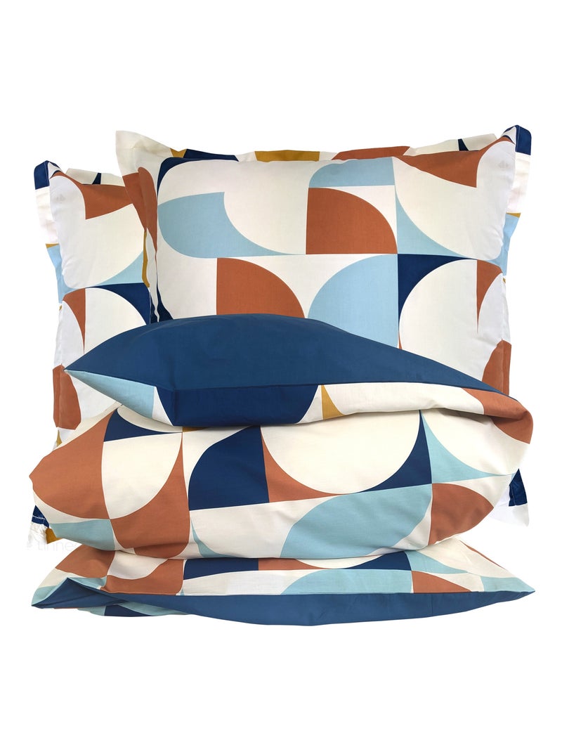 Parure de lit percale de coton MODULO Taie 65x65 cm Bleu cobalt - Kiabi