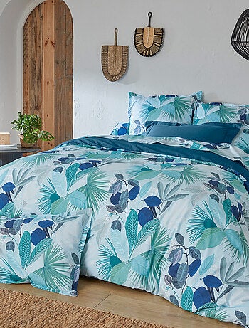Parure de lit percale de coton MOOREA PACIFIC bleu cobalt Taie 50x70 cm
