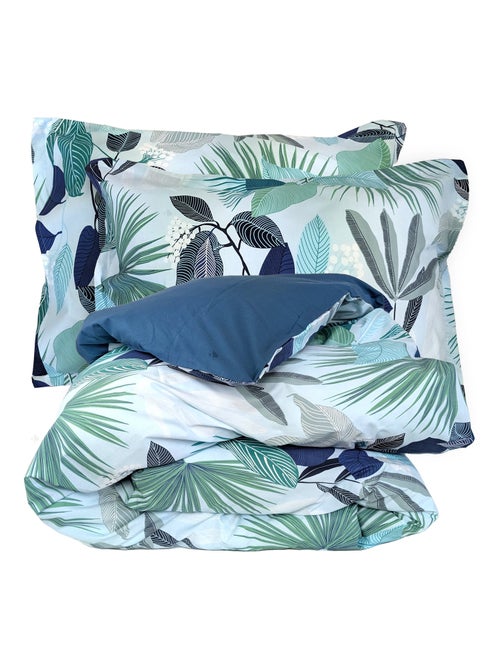 Parure de lit percale de coton MOOREA PACIFIC bleu cobalt Taie 50x70 cm - Kiabi