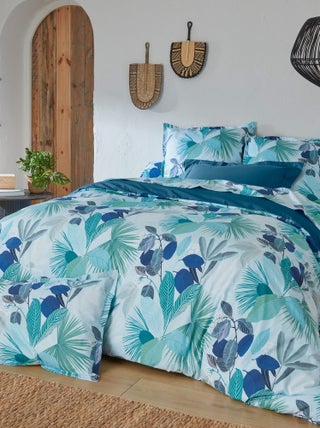Parure de lit percale de coton MOOREA PACIFIC bleu cobalt Taie 65x65 cm