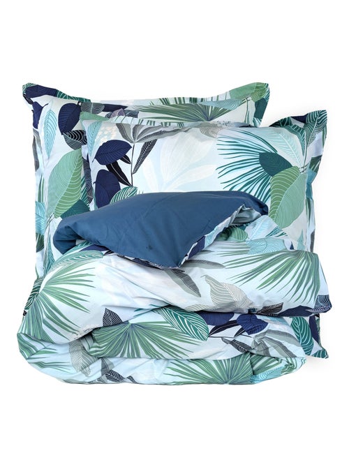 Parure de lit percale de coton MOOREA PACIFIC bleu cobalt Taie 65x65 cm - Kiabi