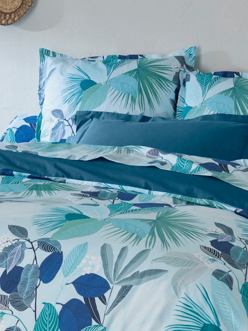 Parure de lit percale de coton MOOREA PACIFIC bleu cobalt Taie 65x65 cm - Kiabi