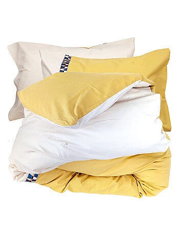 Parure de lit percale de coton ROMY AMBRE Taie 50x70 cm