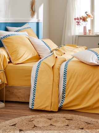 Parure de lit percale de coton ROMY AMBRE Taie 50x70 cm