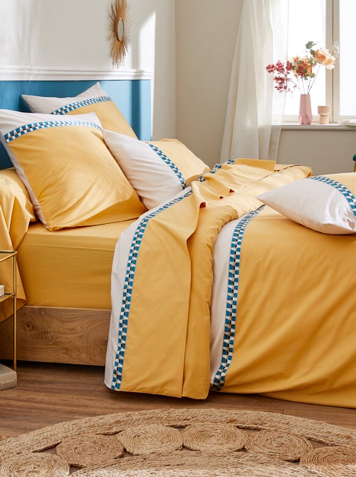 Parure de lit percale de coton ROMY AMBRE Taie 50x70 cm - Kiabi