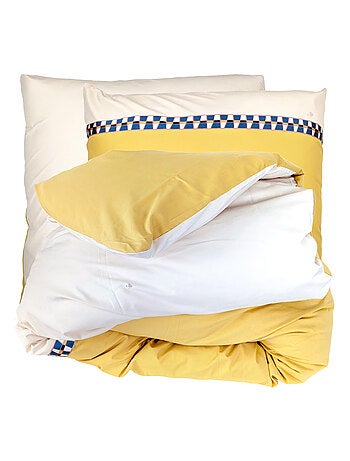 Parure de lit percale de coton ROMY AMBRE Taie 65x65 cm