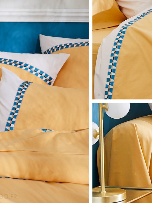 Parure de lit percale de coton ROMY AMBRE Taie 65x65 cm - Kiabi