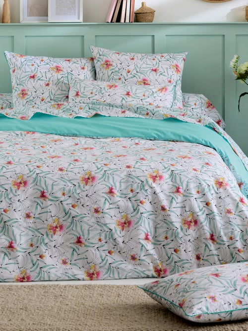 Parure de lit percale de coton ROXANE Taie 65x65 cm - Kiabi