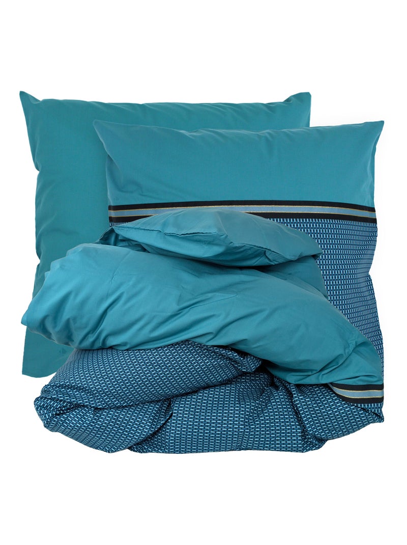 Parure de lit percale GUSTAV Taie 65x65 cm Vert émeraude - Kiabi