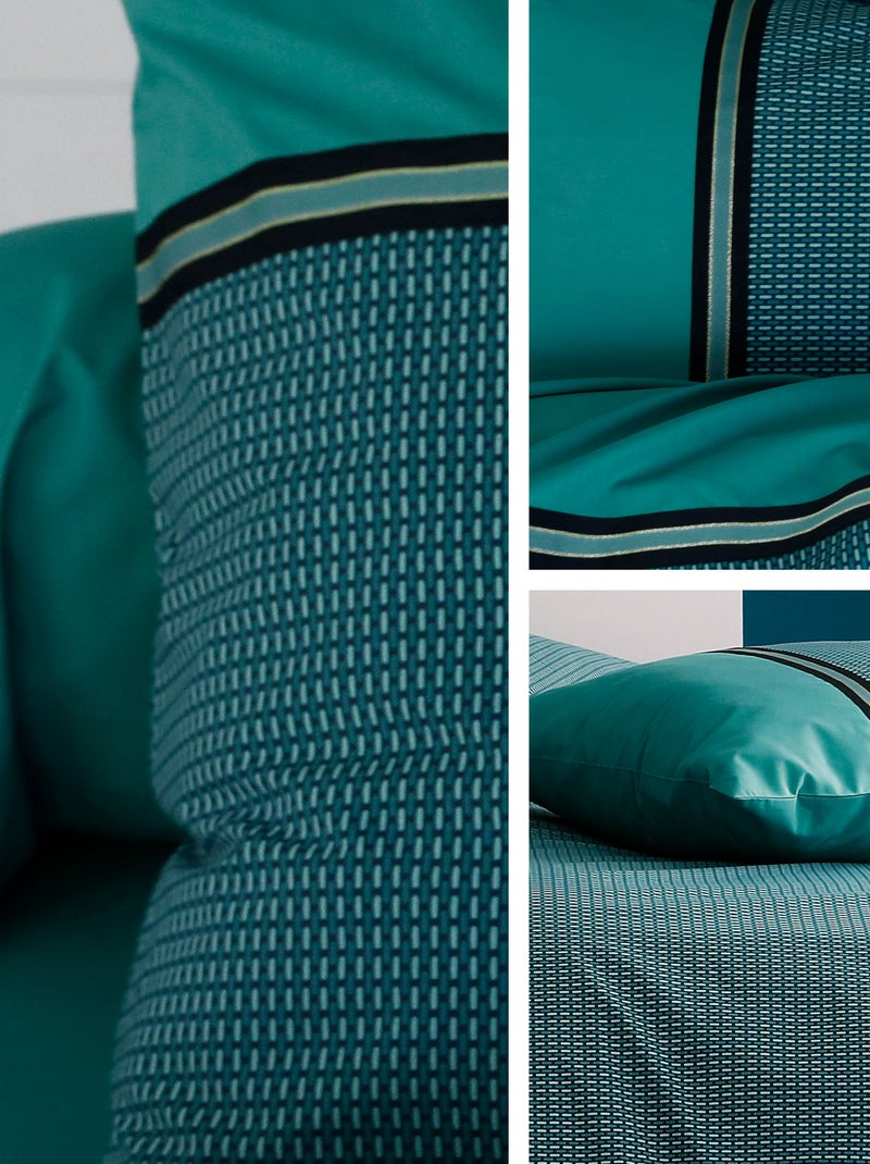 Parure de lit percale GUSTAV Taie 65x65 cm Vert émeraude - Kiabi