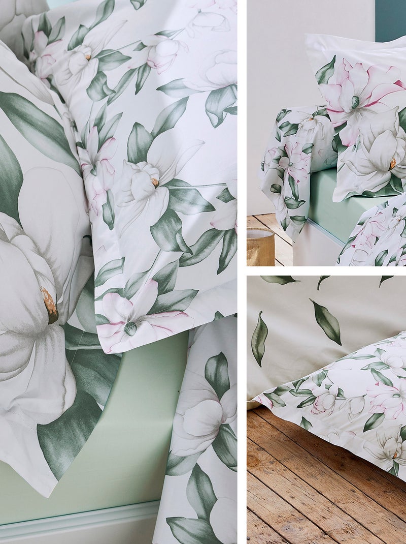 Parure de lit percale MAGNOLIA Taie 50x70 cm Vert clair - Kiabi