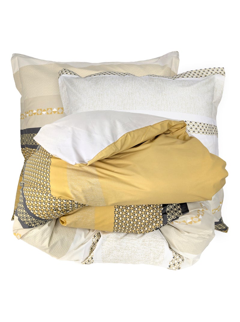 Parure de lit percale MARLOW Taie 65x65 cm Jaune moutarde - Kiabi