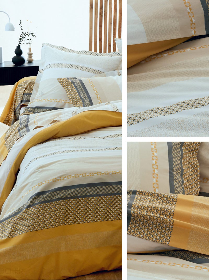 Parure de lit percale MARLOW Taie 65x65 cm Jaune moutarde - Kiabi