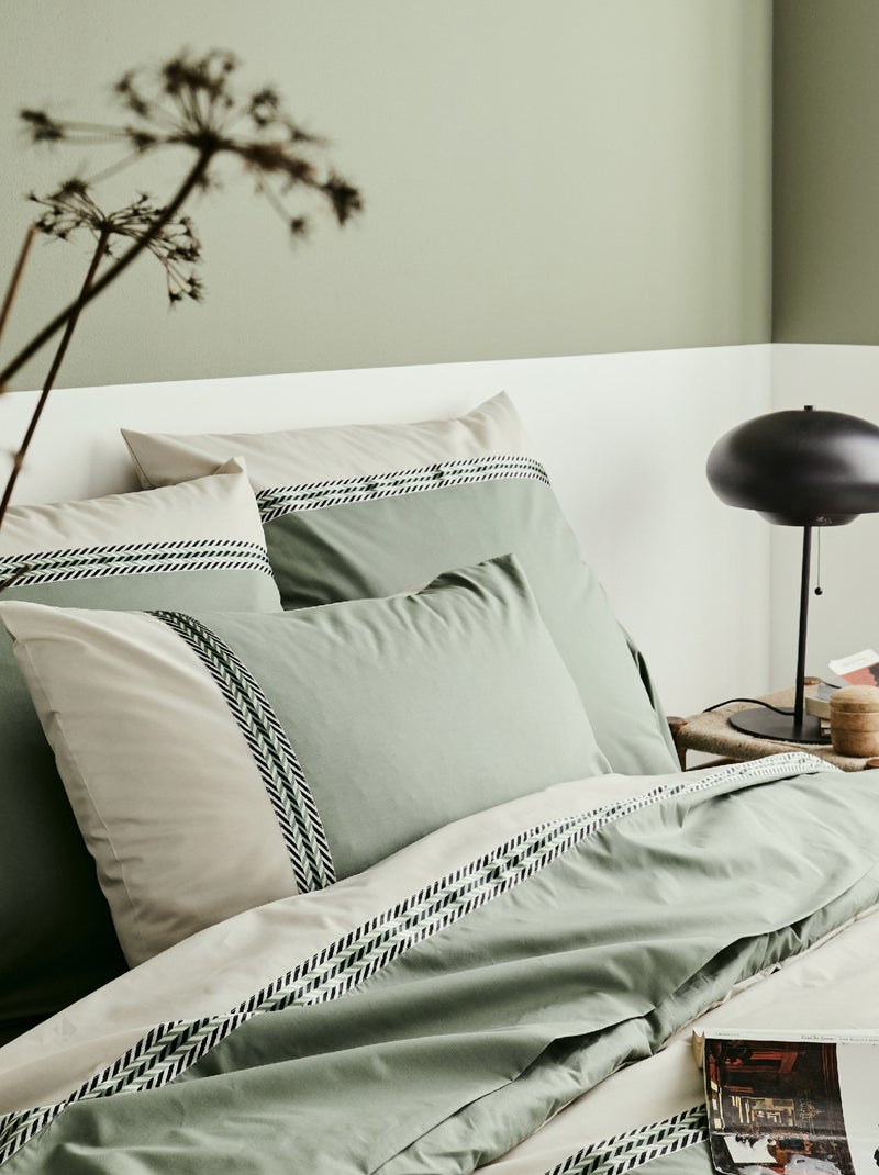 Parure de lit percale NOA Taie 65x65 cm Kaki - Kiabi