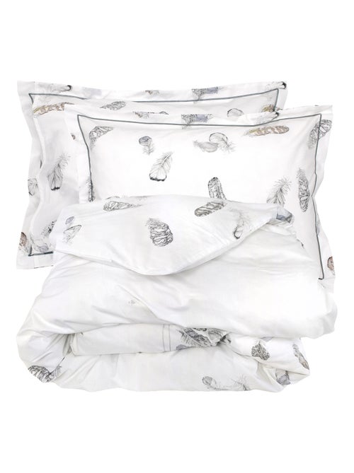 Parure de lit percale PLUMES Taie 50x70 cm - Kiabi
