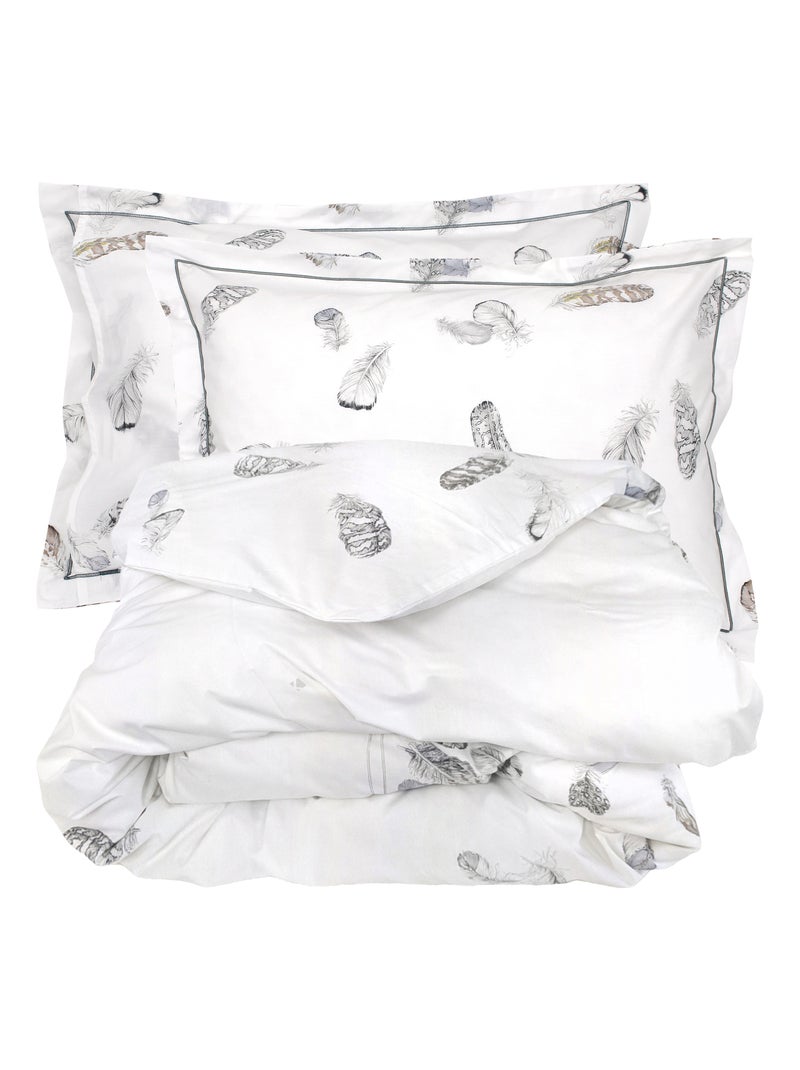 Parure de lit percale PLUMES Taie 50x70 cm Blanc - Kiabi