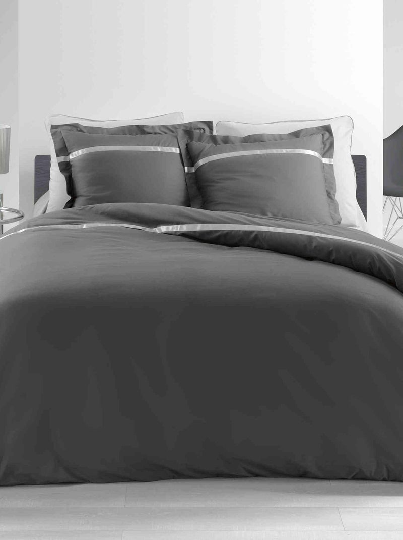 Parure de lit percale SATINEA gris anthracite - Kiabi