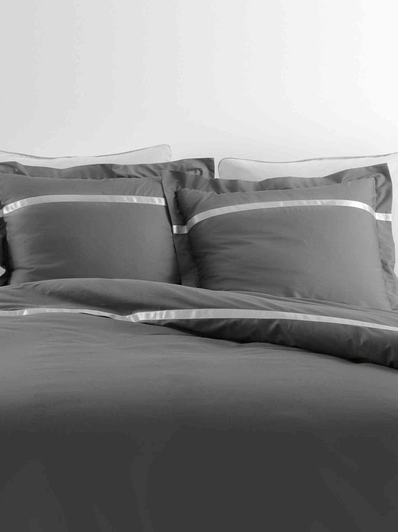 Parure de lit percale SATINEA gris anthracite - Kiabi