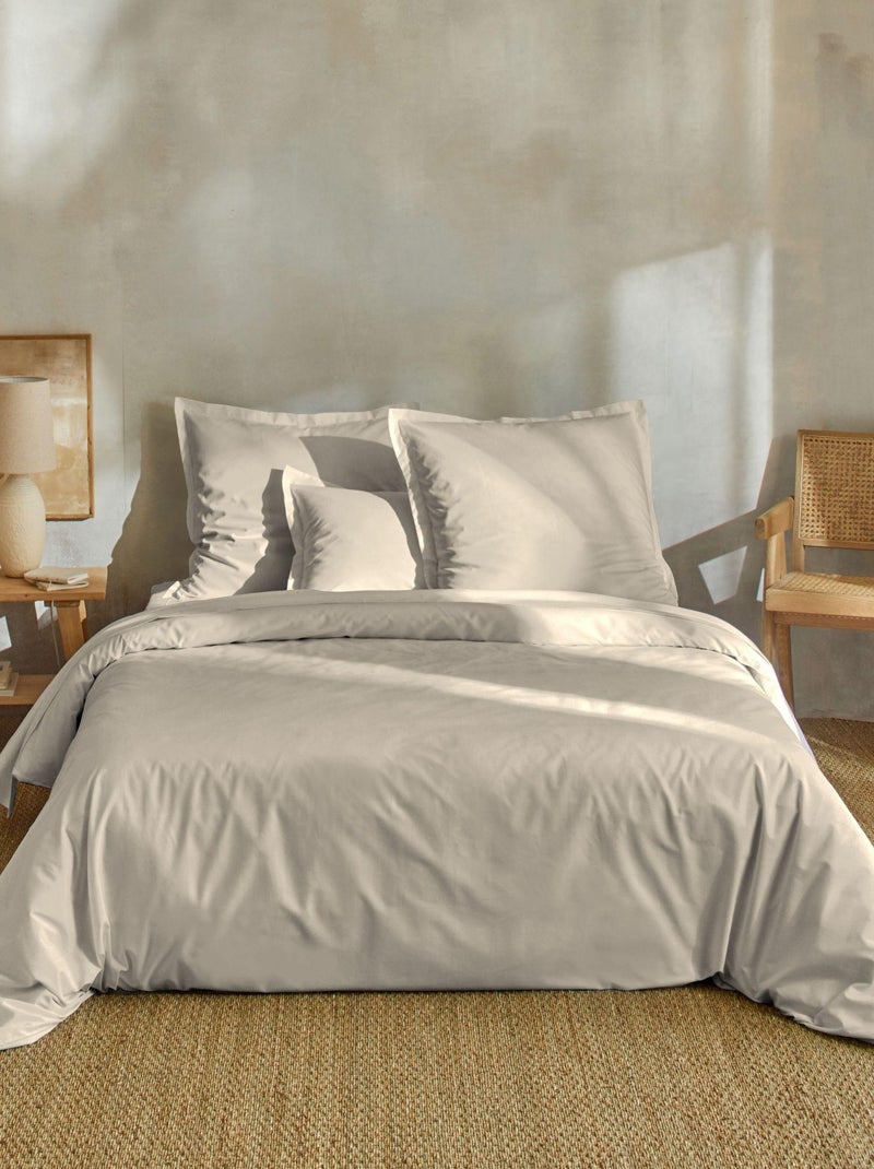 Parure de lit percale unie Beige - Kiabi