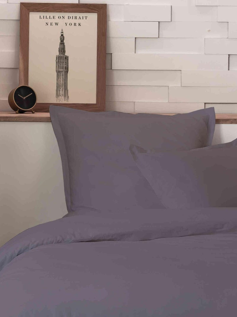 Parure de lit percale unie Gris - Kiabi