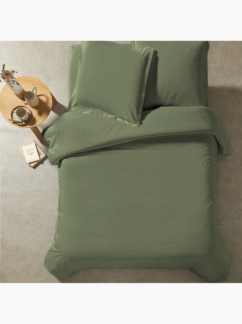 Parure de lit percale unie Kaki - Kiabi
