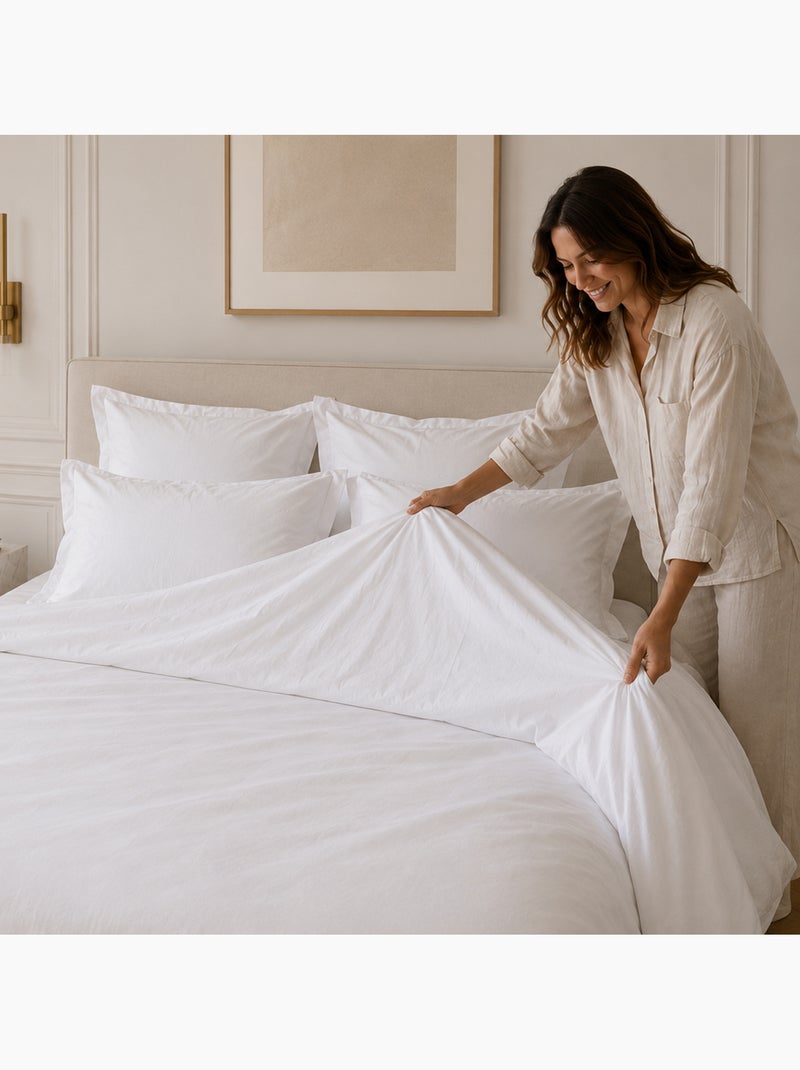 Parure de lit percale unie PRIMO Taie 50x70 cm Blanc - Kiabi