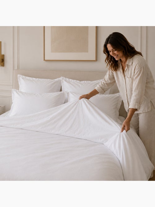 Parure de lit percale unie PRIMO Taie 65x65 cm - Kiabi Parure de lit percale unie PRIMO Taie 65x65 cm - Kiabi