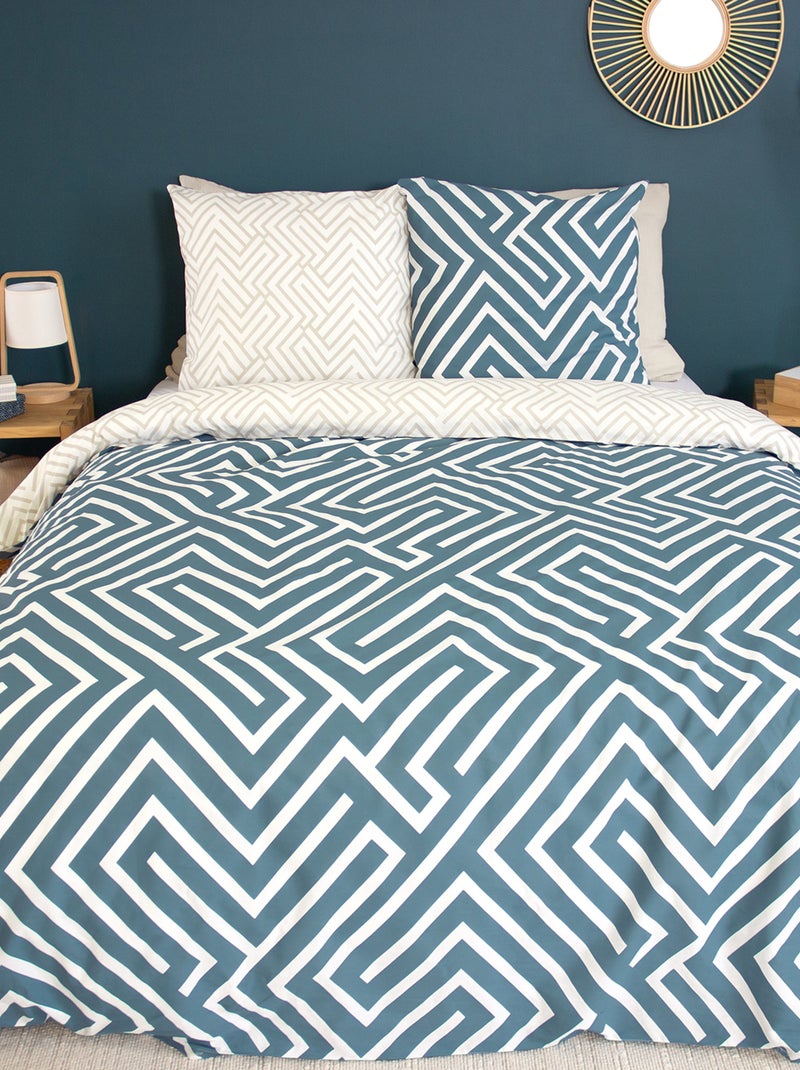 Parure de lit PHOSY coton Bleu - Kiabi