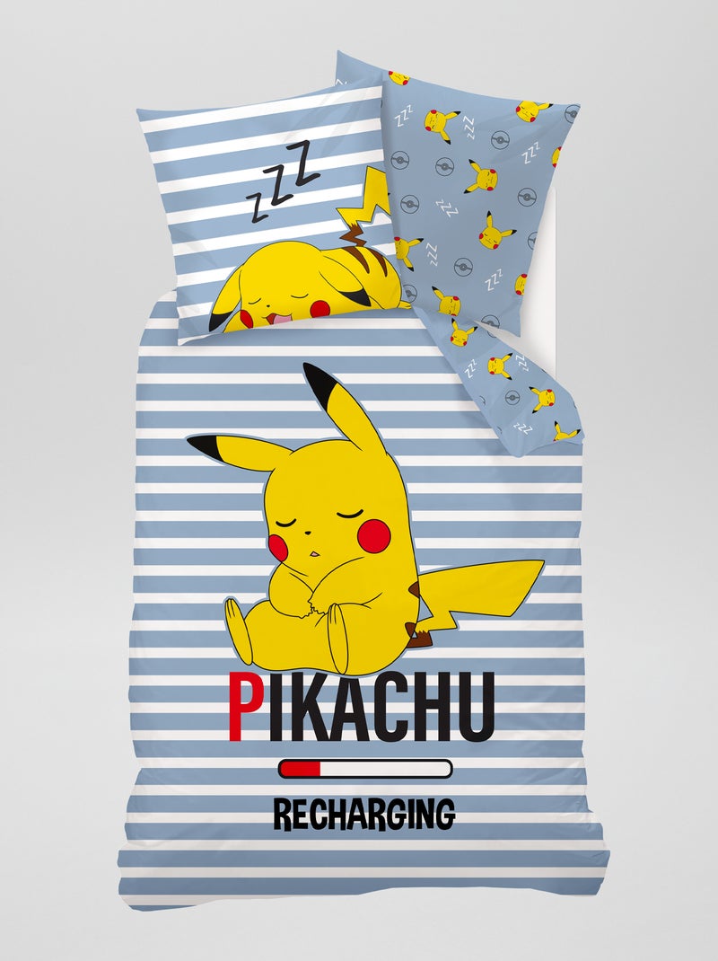 Parure de lit 'Pikachu' - 1 personne bleu/jaune - Kiabi