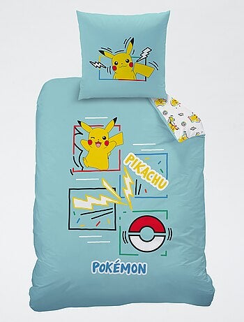Parure de lit 'Pokemon' 2 pièces 1 personne : housse de couette + taie d'oreiller